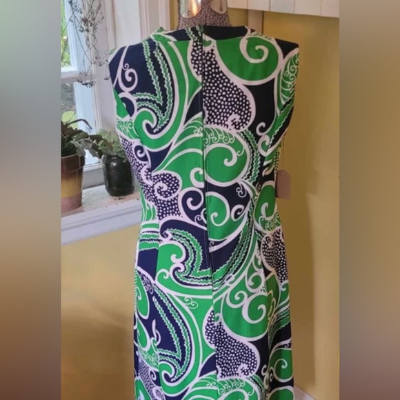 Vintage
1960 Helmar Boutique funky Poly print dress green, navy-blue,white. US14 - Picture 2 of 6